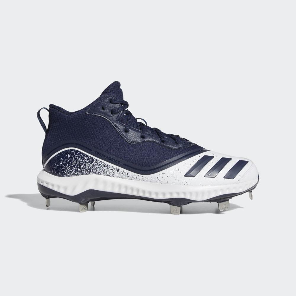 Adidas Men's Icon V Bounce Mid Baseball Cleats White/Navy Ireland G28272